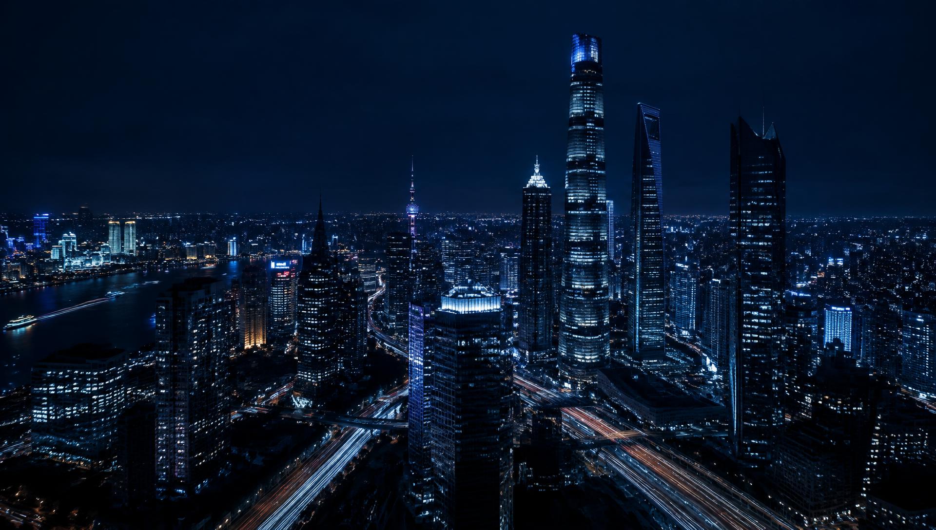 City skyline at night